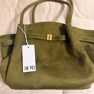 JW PEI Olive Green Suede Tote Bag NWT